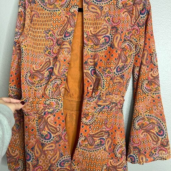 NWT Jessica Simpson Amella Dress Winding Trial Adobe Boho Paisley Flare Sleeve S - Picture 10 of 12